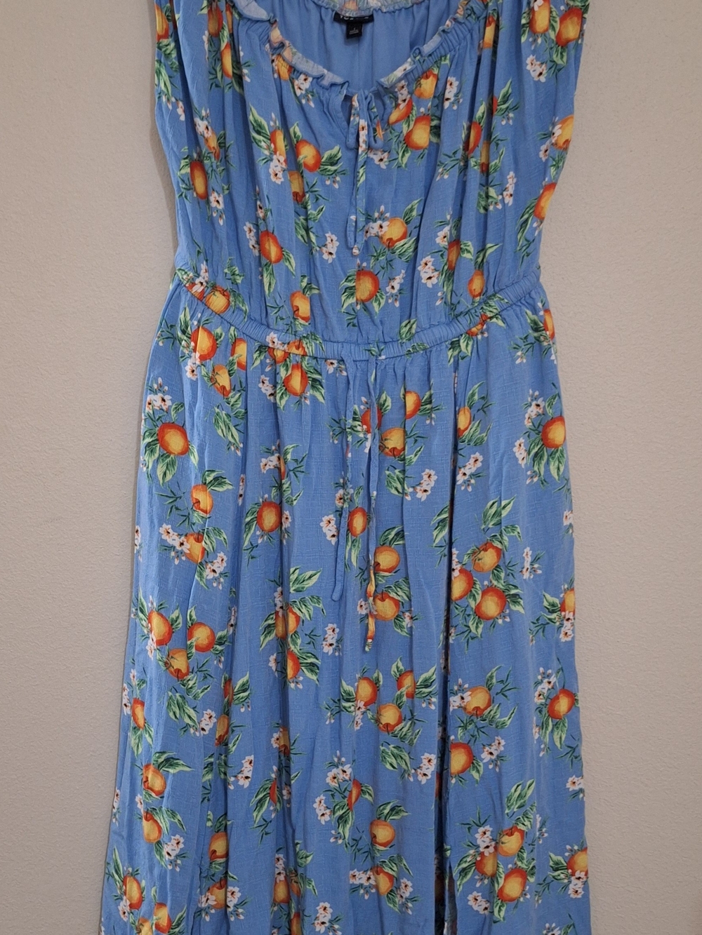 torrid Blue Off The Shoulder Maxi Dress with Orange Fruit Print